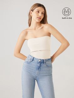 Plantive® Cropped Fold Down Brami Tube Top Cheap Crop Tube Top With Built-in Bra, Strapless Summer Crop Top With Built-in Bra, Strapless Crop Top With Built-in Bra For Summer, Bandeau Crop Top With Built-in Bra For Day Out, Trendy Strapless Crop Top With Built-in Bra, Day Out Bandeau Crop Top With Built-in Bra, Casual Stretch Tube Top With Bra-friendly Design, Casual Stretch Tube Top Bra Friendly, Chic Seamless Bandeau Top