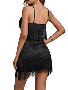 Black Luxury Fringe Sleeveless Cocktail Dress – Bella Valentina Sleeveless Fringe Dresses For Party Season, Glamorous Sleeveless Fringe Dress, Sleeveless Fringe Party Dress, Sleeveless Party Dress With Tassels, Sleeveless Tassel Dress For Party Season, Glamorous Sleeveless Fringe Flapper Dress, Summer Cocktail Flapper Dress With Tassels, Chic Sleeveless Tassel Dresses, Chic Sleeveless Dress With Tassels