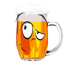 a beer mug with a face drawn on the front and bottom, smiling at you