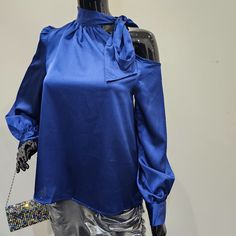 Ladies Off The Shoulder Blouse Blue Blouse For Night Out In Fall, Blue Fall Party Blouse, Chic Blue Evening Top, Blue Summer Blouse For Night Out, Chic Blue Blouse For Night Out, Blue Blouse For Summer Night Out, Chic Blue Top For Night Out, Spring Blue Blouse For Night Out, Blue Blouse For Night Out In Spring