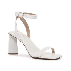 Mix No. 6-Alyanna Sandal Modernize your pumps with the Alyanna sandals from Mix No. 6. These shoes feature a classic silhouette, complete with a square toe and a geometric heel. White Square Toe Block Heels For Spring, White Sandals With Buckle Closure And Square Toe, White Square Toe Sandals With Buckle Closure, Fitted Sandals With Stacked Heel And Square Toe, Modern White Sandals, Modern Fitted White Sandals, White Square Toe Sandals With Stacked Heel, Modern Sandals With Block Heel, Modern Fitted Sandals With Block Heel