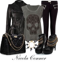 "Edgy Rock Look" by nicola-conner ❤ liked on Polyvore Glam Rock Outfits, Look Rock Chic, Gemma Teller, Outfits Rock, Outfits For Curvy Women, Rock Look, Look Rock, Rock Outfit, Gareth Pugh