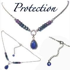 PROTECTION Evil Eye Reiki Healing Crystal Choker Gemstone Necklace - Spiritual Diva Jewelry Adjustable Lapis Lazuli Crystal Necklaces With Gemstone, Adjustable Lapis Lazuli Necklace For Healing, Gold Circle Necklace, Reiki Healing Crystals, Gold Cross Necklace, Gold Heart Necklace, Crystal Choker, Gold Necklace Women, Evil Eye Charm