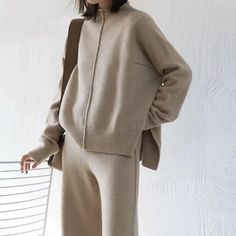 Women 2Pcs Suit Jumper Winter Warm Sweater Knit Pants Set Wide Leg Trousers | eBay Set Outfits, Pullover Outfit, Sweatsuit Set, Long Sleeve Knit Sweaters, Women Sweater, Tracksuit Women, Sweater Set, Knit Pants, Casual Fall Outfits