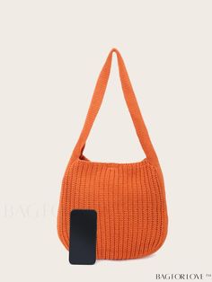 BagForLove - Stylish Crochet Bag - Perfect for Your Vacation Getaway Knitted Rectangular Shoulder Bag For Daily Use, Daily Use Knitted Rectangular Shoulder Bag, Casual Orange Handheld Shoulder Bag, Casual Orange Mobile Phone Bag, Casual Knitted Pouch Bag, Casual Orange Handheld Bag, Rectangular Knitted Shoulder Bag For Everyday Use, Everyday Knitted Rectangular Shoulder Bag, Knitted Travel Shoulder Bag