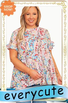 Pink Floral Print Tiered Ruffled Plus Size Blouse Multicolor Flowy Blouse With Flutter Sleeves, Flowy Multicolor Flutter Sleeve Tops, Multicolor Flowy Tops With Flutter Sleeve, Flowy Ruffle Sleeve Printed Blouse, Multicolor Ruffle Sleeve Blouse For Day Out, Multicolor Flutter Sleeve Top For Brunch, Multicolor Ruffled Blouse For Day Out, Spring Flutter Sleeve Peplum Top With Ruffle Hem, Spring Peplum Top With Flutter Sleeve And Ruffle Hem