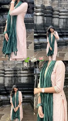 #desiaesthetic #temple Kurta Poses Women In Temple, Temple Pics Ideas, Temple Photo Ideas, Temple Outfit Indian, Temple Outfit Ideas, Banaras Trip, Temple Poses, Kurti Poses, Simple College Outfits