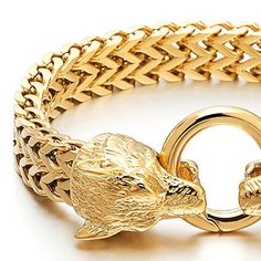 Color: Gold Color Features: Metal: Stainless Steel Finishing: Polished Dimension: Length : 22CM(8.66"); Chain Width: 1.1CM(0.43"); Weight: 87.7g Condition: 100% brand new Mens Steel Gold Wolf Head Link Curb Chain Bracelet Spring Ring Clasp 8.7 Inch Metal: Stainless Steel Finishing: Polished Dimension: Length : 22CM(8.66"); Chain Width: 1.1CM(0.43") Weight: 87.7g Silver Casting, Curb Chain Bracelet, Spring Bracelet, Biker Men, Jewelry Men, Wolf Head, Chain Jewelry, Bracelet Silver, Curb Chain