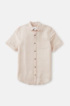 The Monty Shirt features a custom vintage-inspired checkered pattern atop a breathable cotton/linen button-up woven shirt. 75% cotton / 25% linen blend Allover striped pattern Pocket at left chest Garment washed Clean-finished interior Model is 6'3, 155lbs and wears a size L | MONTY SHIRT Men's Size Small in Blue Cotton by Katin Mens Summer Outfits, Mens Cardigan Sweater, Allover Pattern, Summer Capsule Wardrobe, Short Sleeve Cardigan, Mens Button Up, Checkered Pattern, Short Sleeve Button Up, Button Up Shirt