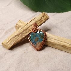 Copper Wrapped Chrysocolla Pendant ~ Includes Necklace Cord - Earth Family Crystals The Throat Chakra, Necklace Cord, Clear Communication, Hand Wrap, Black Necklace, Throat Chakra, Crystal Items, Chakra, Communication