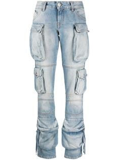 light blue cotton washed denim mid-rise belt loops front button and zip fastening multiple cargo pockets straight leg Latest Jeans, Denim Cargo Pants, Jeans Cargo, Washed Denim, Cargo Jeans, Cargo Trousers, Brown Fashion, Slim Jeans, Denim Pant