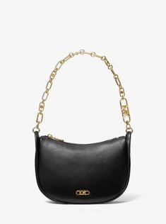 Simple yet glamorous, the Kendall shoulder bag is made to stand out. Compact in size but still big enough to store night-out essentials, it features a gold-tone chain strap that incorporates our iconic Empire logo. Throw it over your shoulder or carry it in hand, depending on what the occasion calls for. Buy Bags, Small Bracelets, Best Bags, Leather Pouch, Stylish Bag, Michael Kors Bag, Free Bag, Cute Bag, Chain Strap