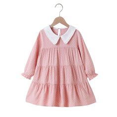 Product Title: Girls Long Sleeve Doll Collar Pleated Dress Girls DressesKeyword Tag: Cow Onesie Baby* Soft Feeling & Cozy Comfortable* Package Package Included: 1 Dress* Fabric & Fabric: 100% Viscose* Available for Machine Wash as well as TumbleDry* Imported* Imported Are you look for a best quality and cheapest dress? Then Girls Long Sleeve Doll Collar Pleated Dress Girls Wholesale Dresses is the best one for you! The New style with amazing designs for reflect fashion vibes that will embrace yo Spring School Dress With Peter Pan Collar, Pink Long Sleeve Dress For Playtime, Long Sleeve Cotton School Dress, Long Sleeve Ruffled Dress For School, Playful Ruffled Dresses For School, Cute Dress With Doll Collar For Dress-up, Pink Long Sleeve Dress For Playdate, White Long Sleeve School Dress, Long Sleeve Pink Dress For Playdate