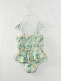 Mommy & Me Floral Smocked Swimsuit Summer Cotton Swimwear For Play, Fitted Summer Playwear Tankini, Summer Sleeveless Tankini For Play, Stretch Ruffled Tankini For Spring, Spring Tankini With Ruffles And Stretch, Sleeveless Tankini For Summer Playwear, Ruffled Stretch Tankini For Spring, Cute Summer Tankini For Playwear, Cute Spring Tankini For Poolside