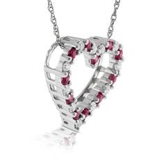 Rubies and diamonds are sequentially spaced to form a romantic heart pendant. Valentine's Day Heart-shaped Diamond Necklace, Rubies And Diamonds, Romantic Heart, Heart Pendant Diamond, Ruby Diamond, Jewelry Cleaner, Diamond Heart, Cleaning Jewelry, Gemstone Colors