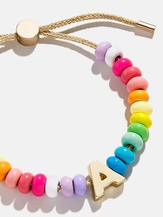 Shop the 
          Adjustable pull-tie bracelet 
        
Initial Beaded Slider Bracelet - Multi at the official Baublebar site. Excluded from Bracelet Offer. Slider Bracelet, Bracelet Initial, Necklace Initial, Colorful Jewelry, Diy Beads, Bracelet Sizes, Initial Necklace, Custom Items, Sliders