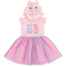 Your little girl is ready to play in this cute Peppa Pig tutu dress! This stylish hooded dress features pretty flutter sleeves, a ballerina tulle skirt, and a cool cosplay Peppa Pig design your child will be excited to wear. Soft and comfortable, this fashionable Peppa Pig dress is the perfect outfit for a day of fun and adventure! Peppa Pig Birthday Outfit Tutus, Summer Princess Style Tutu Dress For Play, Spring Tulle Princess Dress For Costume Party, Spring Princess Dress In Tulle For Costume Party, Spring Princess Dress With Tulle For Costume Party, Spring Playtime Tutu Dress With Ruffles, Spring Playtime Ruffle Tutu Dress, Playful Spring Tutu Dress For Dress-up, Pink Ruffled Tutu Dress For Play