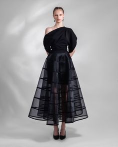 Draped Top with Cage-Like Skirt Set Cage Skirt, Cage Dress, Skirt Asymmetrical, Crepe Top, Drape Sleeves, Draped Top, Lingerie Dress, Fancy Pants, Lace Slip