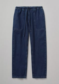 Suki Panelled Denim Pants | Indigo Mode Hippie, Workwear Jeans, Checked Trousers, Mens Loungewear, Wool Trousers, Women Nightwear, Work Wear Women, Pantalon Large, Linen Trousers