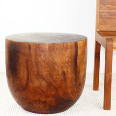 Strata Furniture Oval Drum Table in Walnut | Modishstore | Accent Tables |OD201812-WAL Drum End Table, Tree Stump Table, Stump Table, Monkey Pod Wood, Coffee Sofa, Drum Table, Teak Oil, Walnut Oil, House Decor Rustic