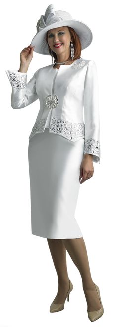 Lily and Taylor 4498 3 piece Silky Twill Skirt Suit Colors: Blush, Ice Blue, Pink, Silver, White Sizes: 4, 6, 8, 10, 12, 14, 16, 18, 20, 22, 24 ADDITIONAL COLORS Church Outfit Black Women Winter, Church Outfit Black Women, Jersey Dress Pattern, White Skirt Suit, Women Long Skirt, Long Skirt Suits, Suit Colors, Church Suits And Hats, Black Skirt Suit