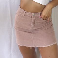 Never Worn, High Waisted And Fits Like Typical Brandy Melville Bottoms. One Size And Perfect Condition! Marked As A Small Since There Is No One Size Option But Could Fit A Xs/S Trendy High-waist Pink Mini Skirt, Trendy High Waist Pink Mini Skirt, Pink Fitted Trendy Denim Skirt, Trendy Fitted Pink Denim Skirt, Pink Mini Denim Skirt, Pink Casual Mini Denim Skirt, High-waisted Pink Cotton Skirt, Pink High-waisted Denim Skirt For Spring, Pink Mini Denim Skirt Casual