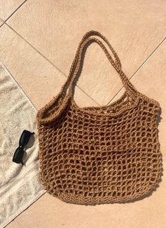 Handmade crochet rope beach bag Eco-friendly Macrame Straw Bag For Vacation, Sand Crochet Bag For Beach Season Vacation, Summer Handwoven Crochet Bag Made Of Yarn, Summer Crochet Bag In Sand For Beach Season, Summer Sand Crochet Bag For Beach Season, Summer Crochet Bag In Sand Color For Beach Season, Eco-friendly Lightweight Crochet Beach Bag, Natural Open Weave Crochet Bag For The Beach, Natural Open Weave Crochet Bag For Beach