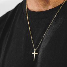 Our signature Cross Pendant Necklace which has been hand crafted using the highest quality 24kt gold plated link chain and our 24kt Gold Plated Cross Pendant handcrafted and made to last. Constructed from our premium 24kt gold plated top-quality stainless steel offering both elegance and lasting durability. Size: One Size in 51cm (20") Gold Plated Cross Chain Necklace, Gold Cross Pendant Necklace On Cable Chain, Gold Cross Pendant Necklace With Cable Chain, Gold Necklaces With Cross Pendant And Cable Chain, Gold Necklace With Cross Pendant And Cable Chain, Gold Minimalist Tarnish Resistant Cross Necklace, Gold Cross Pendant Cable Chain Jewelry, Gold Cross Pendant Jewelry With Cable Chain, Adjustable Gold Plated Cross Pendant Necklace