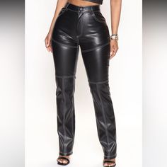 Brand New With Tags. Fashion Nova. High Waist Leather Pants For Summer Night Out, Fitted Trendy Leather Pants, Trendy Fitted Straight Leather Pants, Spring Leather Pants Fitted For Going Out, Black Stretch Wide Leg Leather Pants, Fitted Leather Pants For Spring Going Out, Fitted Leather Pants For Spring Outings, Spring Fitted Leather Pants For Going Out, Fitted Leather Pants For Going Out