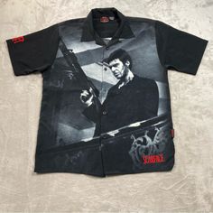 Size L. Item Is In Used Condition, With Hole At Right Armpit. Measurements Are Shown. Fast Shipping! Vintage Dragonfly, Tony Montana, Shirts Vintage, Button Up Shirt, Casual Shirts For Men, Casual Button Down Shirts, Montana, Button Up Shirts, Double Sided