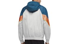 Men's Nike Woven Contrasting Colors Athleisure Casual Sports Hooded Jacket Blue White Orange Colorblock DC0502-301 Nike Functional Sports Hooded Jacket, Nike Urban Style Sports Track Jacket, Nike Functional Track Jacket For Light Sports, Nike Urban Style Track Jacket For Sports, Athleisure Track Jacket With Adjustable Hood For Light Sports, White Nike Hooded Jacket For Sports, Nike Sporty Track Jacket For Light Sports, Nike Track Jacket With Drawstring Hood For Sports, Casual Sports Track Jacket With Double-lined Hood