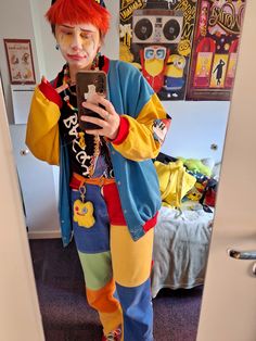 clown // clowncore Clown Core Outfit Ideas, Clowncore Cardigan, Arcadecore Outfits, Casual Clown Outfit, Casual Clown Makeup, Clowncore Aesthetic Outfits, Grunge Clowncore, Clown Inspired Outfit