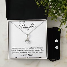 Daughter Pendant and Earring Set-Braver Elegant Jewelry Gift Ready For Birthday, Elegant Birthday Gift Jewelry, Gift Ready, Elegant Jewelry For Anniversary, Gift Wrapped, Elegant Anniversary Jewelry Gift Wrapped, Elegant Jewelry For Birthday Gift, Elegant Birthday Gift-ready Jewelry, Sterling Silver Jewelry Gift For Her With Box, Elegant Necklaces With Gift Box For Father's Day, Mother's Day Jewelry Gift