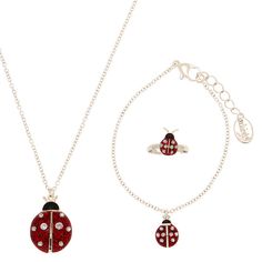 Claire's Club Ladybug Jewelry Set - 3 Pack Ladybug Jewelry, Claire's Accessories, Piercing Kit, Magnetic Necklace, Jewelry Words, Jewelry Boutique, Jewelry Accessories Ideas, Baby Jewelry, Fashionable Jewelry