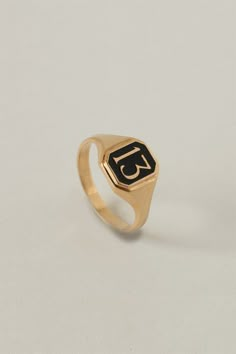 Merewif Lucky 13 signet ring black gold | pipe and row boutique seattle