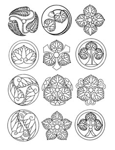 nine circular designs in black and white, each with an individual's own design