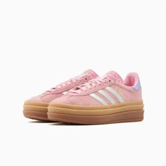 New In Box Kids Size Adidas Forum High Pink, Adidas Blush Sneakers, Adidas High Tops Pink, Adidas Low Pink, Adidas Gazelle Super Pop, Gucci Pink Adidas, Shoe Inspo Adidas, Pink Platform Gazelle, Preppy Adidas Shoes