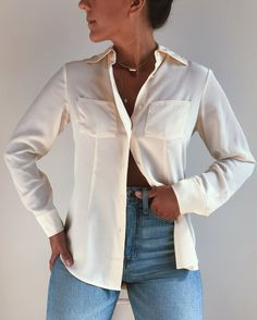 tK Silk Button Up, Blouse Silk, Ivory Silk, Button Up Blouse, Womens Blouses, Silk Blouse, Cincinnati, Womens Clothing Tops, Ivy