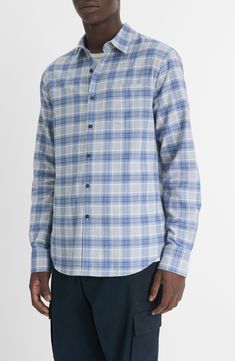 A curved hem elevates the look of a pure cotton button-up that looks great tucked or styled as is. Front button closure Point collar Long sleeves with button cuffs Chest patch pocket 100% cotton Machine wash, tumble dry Imported Cotton Button-up Flannel Shirt For Daywear, Casual Cotton Flannel Shirt For Daywear, Baby Clothes Sale, Polo Sweatshirt, Sweater Collection, Tee Dress, Shirt Sale, Mens Tees, Outerwear Jackets