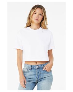 Ladies' Jersey Cropped T-Shirt - WHITE - XL | Bella + Canvas Women's Jersey Cropped T-Shirt in White Size XL | Cotton B Crop Top Mockup, K Pop Outfits, Oversized Sleeves, Oversize Sleeves, Outfits I Would Wear, Cotton Crop Top, Womens Jersey, Performance Wear, Cropped T Shirt