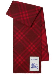 ruby red wool knitted construction Vintage Check pattern signature Equestrian Knight motif logo patch to the front wraparound style Clothes Basics, Burberry Scarf, Burberry Vintage, Gabriela Hearst, Checked Scarf, Paloma Wool, Vintage Burberry, Vintage Scarf, Red Wool