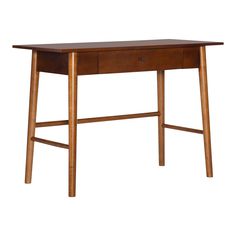 a wooden desk sitting on top of a white background