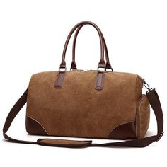 Large Canvas Duffle Bag Mens Women for Travel - Woosir Brown Large Capacity Travel Bag For Outdoor, Brown Large Capacity Travel Bag, Practical Brown Travel Bag With Large Capacity, Brown Casual Luggage With Sleeve, Practical Large Capacity Brown Travel Bag, Sporty Brown Shoulder Bag For Travel, Practical Brown Weekender Bag With Large Capacity, Brown Canvas Duffle Bag With Zipper Closure, Casual Brown Canvas Bag With Luggage Sleeve