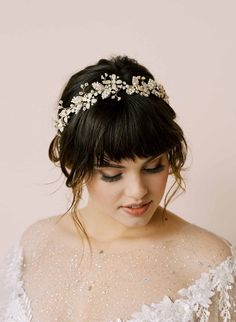 Enchanted bead and floral headband - Style #2142 | Twigs & Honey ®, LLC Boho Tiara, Bridal Floral Headpiece, Floral Headband, Opal Color, Bridal Hair Pins, Headband Styles, Floral Headbands, Floral Bridal, Wedding Look