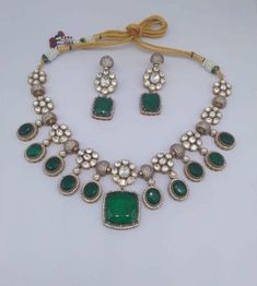 Buy Emerald Green Uncut Diamond Kundan Necklace Set/sabyasachi Inspired Jewelry/bollywood Jewelry/statement Necklace Set Online in India - Etsy Modern Gold Jewelry, Kundan Necklace Set, Bollywood Jewelry, Kundan Necklace, Kundan Necklaces, Uncut Diamond, Jewelry Statement, Inspired Jewelry, Wedding Jewelry Sets