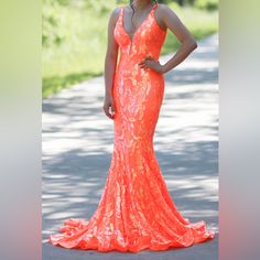 Jovani 3263, Originally Paid $700 Size 6 But Has Had Alterations To Fit Like A Size 2. The Straps Were Taken In By About 2 Inches. The Dress Was Only Worn For About 3 Hours, It Is In Excellent Condition. I Love This Dress So Much And The Orange Stands Out Compared To Other Colors! Please Feel Free To Message Me For More Pictures! $500 Obo Jovani Dresses, More Pictures, Other Colors, Color Orange, Orange Color, Prom Dress, The Dress, Prom Dresses, Size 2