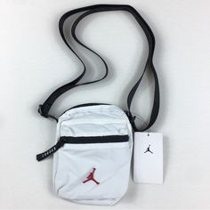 Brand New With Tags Jordan Jumpman Waist Bag Fanny Pack Belt Festival Pouch Crossbody White New Trendy White Chest Bag For On-the-go, Trendy White Chest Bag For Daily Use, Casual White Shoulder Bag For On-the-go, Casual White Shoulder Bag For Travel, White Rectangular Shoulder Bag For Streetwear, White Shoulder Chest Bag For Daily Use, Casual White Shoulder Bag For Streetwear, White Crossbody Shoulder Bag With Mobile Phone Pocket, White Crossbody Chest Bag For Daily Use