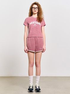 This is a casual and comfortable t-shirt and short pants set up by GENERAL IDEA that is made out of high quality and sturdy fabric. With unique design detail and trendy mood, you can style it for your casual and young daily outfit.- Glossy embroidery detail- Suitable for summer season- Color contrasting trimming detail on the pants- Elastic waistband Pink T-shirt For Summer Loungewear, Short T-shirt For Summer Loungewear, Casual Short Set With Relaxed Fit, Casual Relaxed Fit Short Set, Cotton Short Sleeve Set With Letter Print, Sporty Cotton Short Set With Short Sleeve, Cotton Short Set With Letter Print, Cotton Short Set With Letter Print And Short Sleeves, Casual Short Set For Loungewear