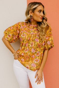 The Kira Floral Woven Top | MOD Boutique