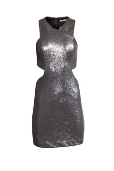 Current Boutique-Halston Heritage - Grey Sequin Open Back Sleeveless Dress Sz 2 Fitted Party Dress With Cutout Back, Glamorous Fitted Sequin Dress With Back Opening, Elegant Party Bodycon Dress With Keyhole Back, Glamorous Cocktail Bodycon Dress With Back Zipper, Elegant Bodycon Dress With Keyhole Back For Party, Party Mini Dress With Cutout Backless Design, Party Bodycon Dress With Keyhole Back And Backless Design, Backless Bodycon Dress With Keyhole Back For Party, Backless Mini Dress With Cutout Back For Party